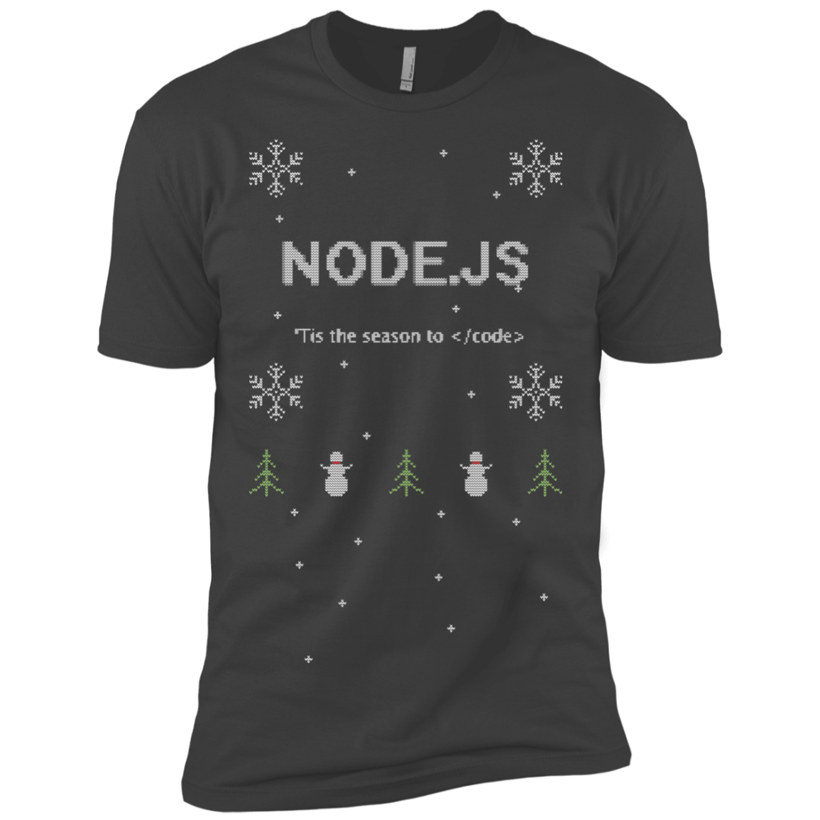 Node 'Tis The Season To Code Ugly Sweater Premium Christmas Holiday T-Shirt - Bitcoin & Bunk