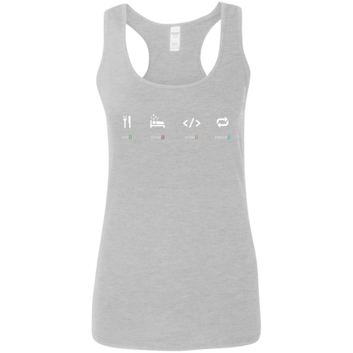 Eat Sleep Code Repeat Women's Comfort-Soft Racerback Tank Top - Bitcoin & Bunk