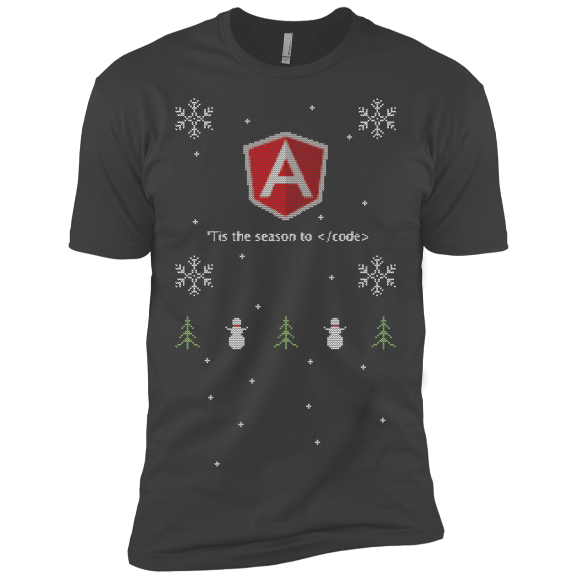 AngularJS 'Tis The Season To Code Ugly Sweater Premium Christmas Holiday T-Shirt - Bitcoin & Bunk