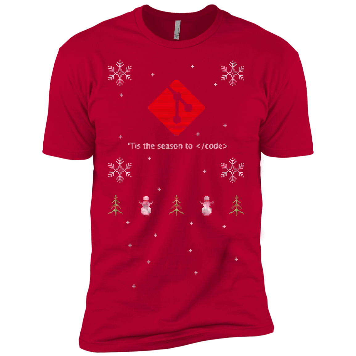 Git 'Tis The Season To Code Ugly Sweater Premium Christmas Holiday T-Shirt - Bitcoin & Bunk