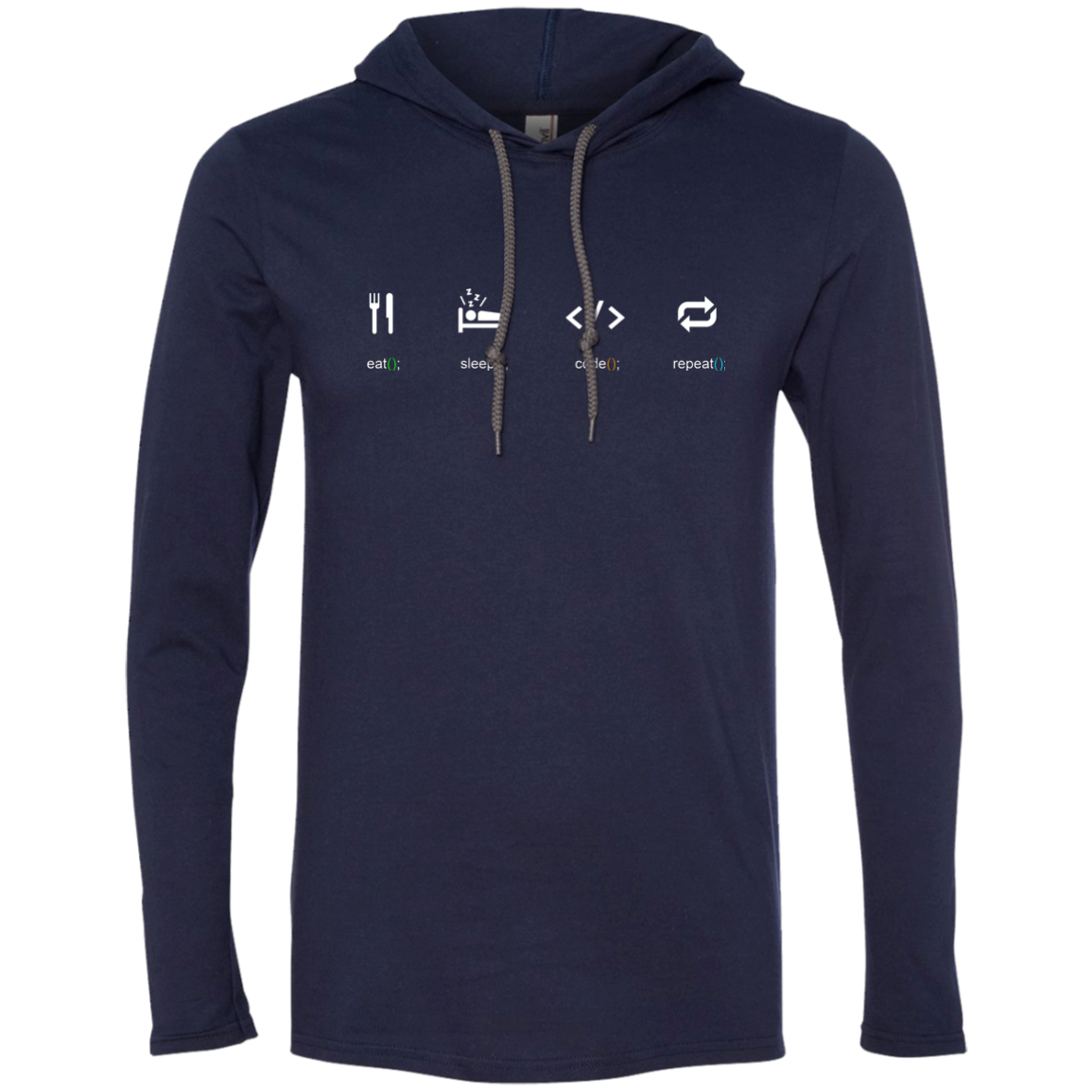 Eat Sleep Code Repeat Long Sleeve Hooded Shirt - Bitcoin & Bunk
