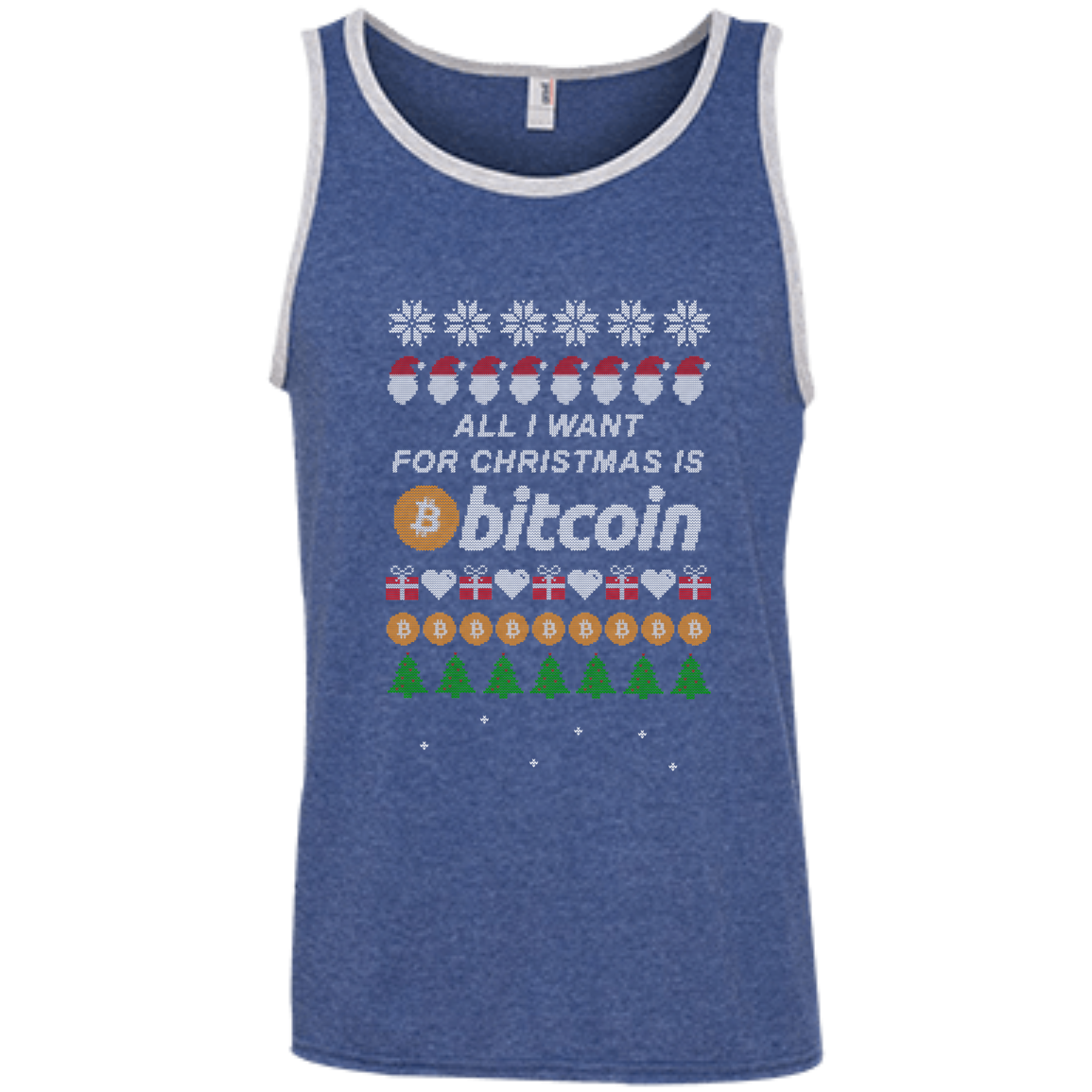 "All I want for Christmas is Bitcoin" Men's Pure Cotton Tank-Top - Bitcoin & Bunk