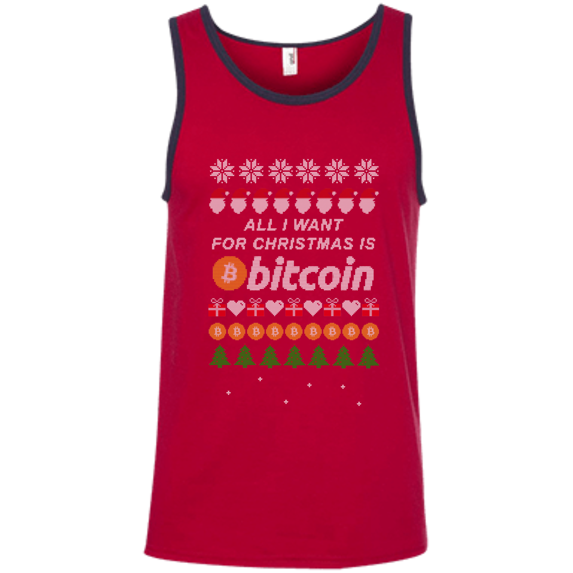 "All I want for Christmas is Bitcoin" Men's Pure Cotton Tank-Top - Bitcoin & Bunk