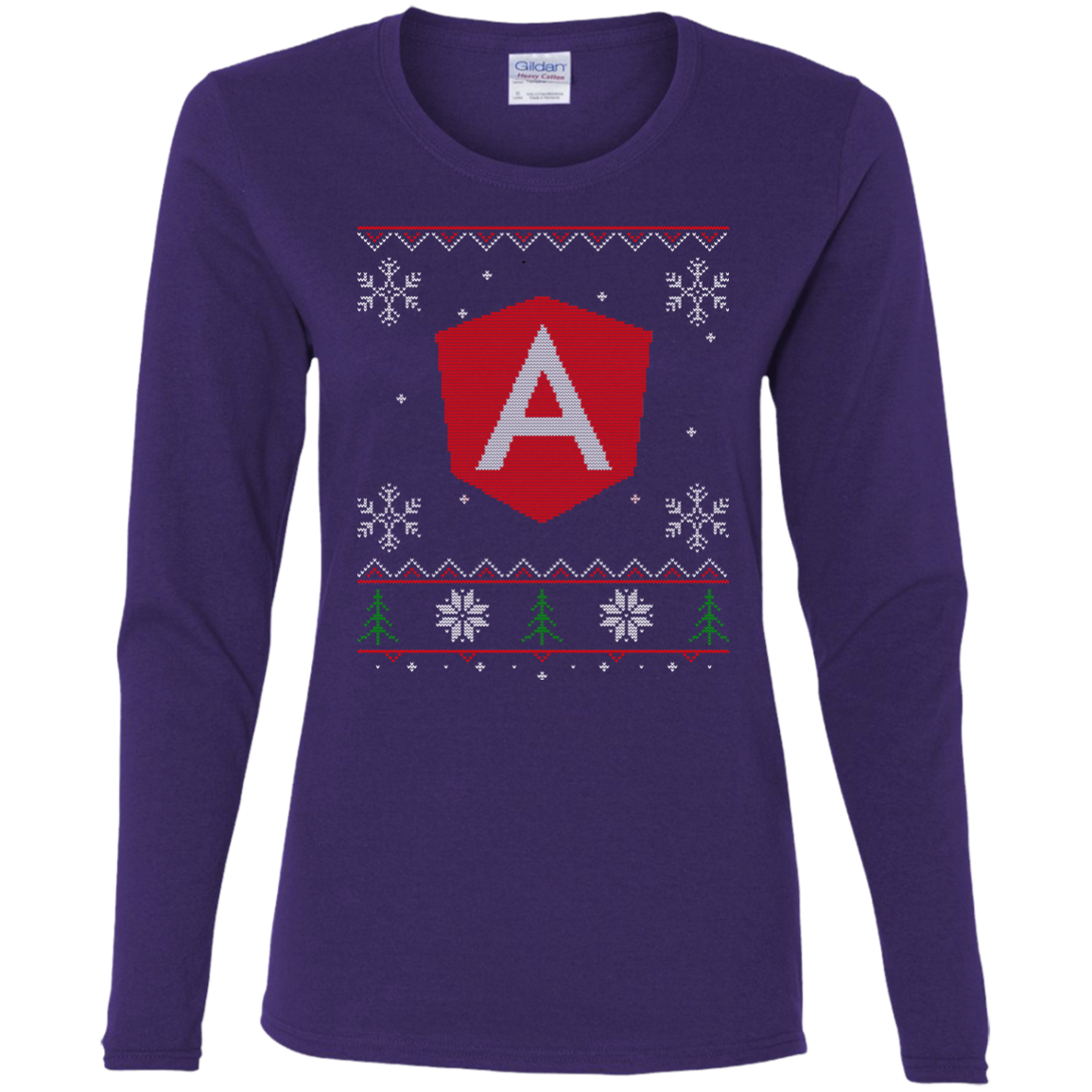 Angular Programming Ugly Sweater Women's Long Sleeve Christmas Holiday Shirt - Bitcoin & Bunk