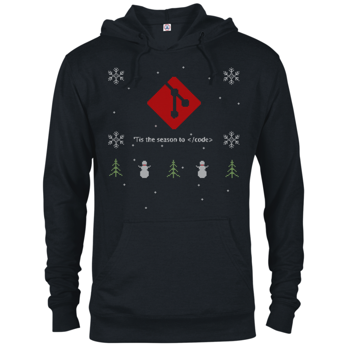 Git Programming 'Tis The Season To Code Ugly Sweater Holiday Comfort-Fit Hoodie - Bitcoin & Bunk