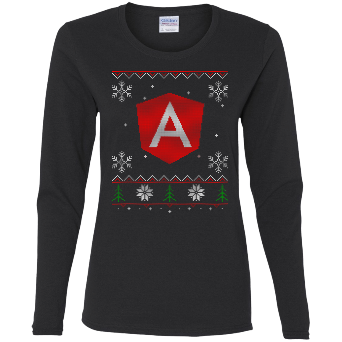 Angular Programming Ugly Sweater Women's Long Sleeve Christmas Holiday Shirt - Bitcoin & Bunk