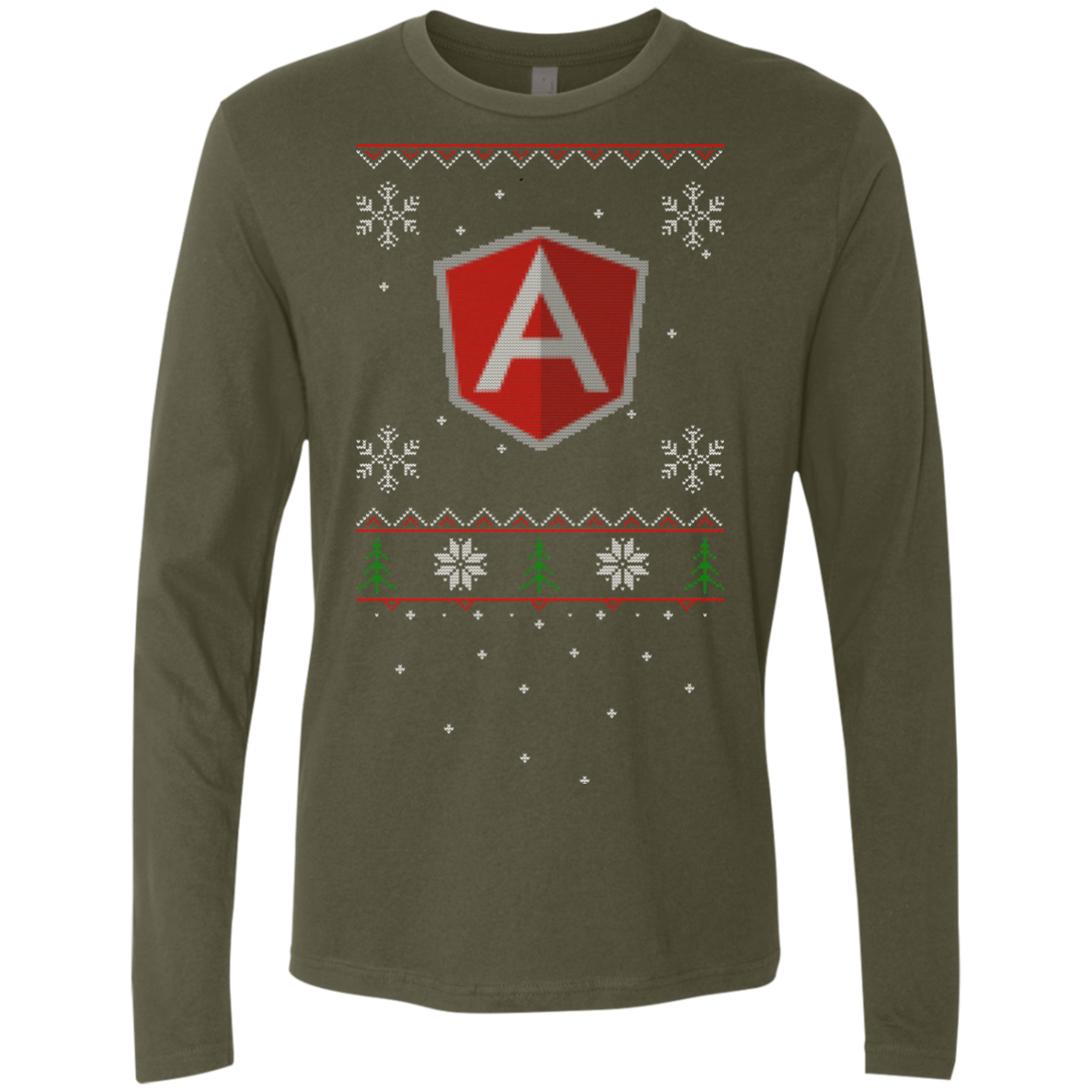 AngularJS Programming Ugly Sweater Premium Long Sleeve Christmas Holiday Shirt - Bitcoin & Bunk