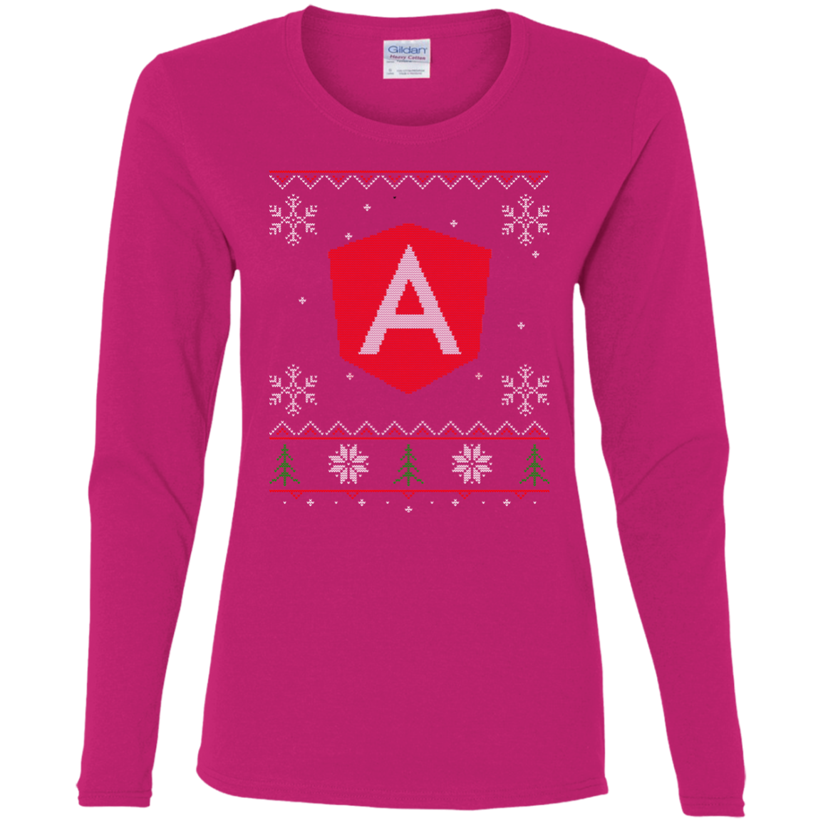 Angular Programming Ugly Sweater Women's Long Sleeve Christmas Holiday Shirt - Bitcoin & Bunk