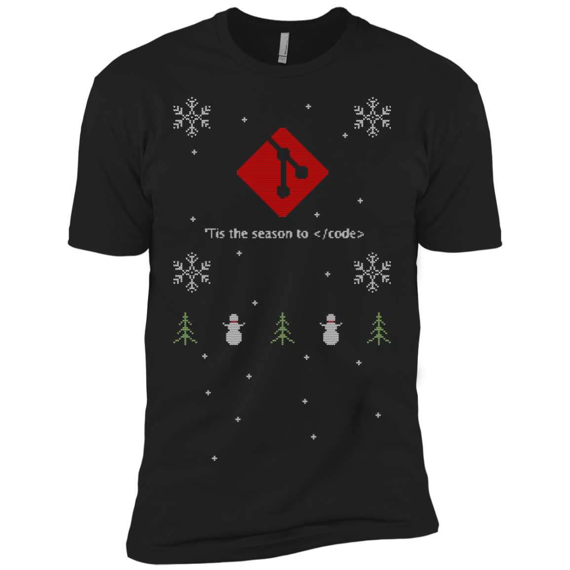 Git 'Tis The Season To Code Ugly Sweater Premium Christmas Holiday T-Shirt - Bitcoin & Bunk