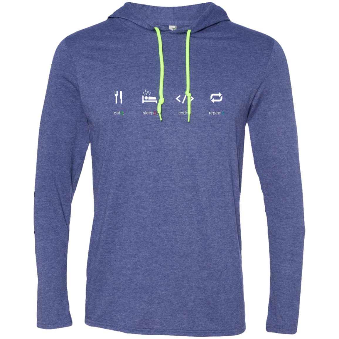 Eat Sleep Code Repeat Long Sleeve Hooded Shirt - Bitcoin & Bunk