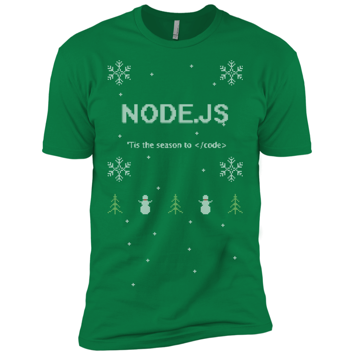 Node 'Tis The Season To Code Ugly Sweater Premium Christmas Holiday T-Shirt - Bitcoin & Bunk