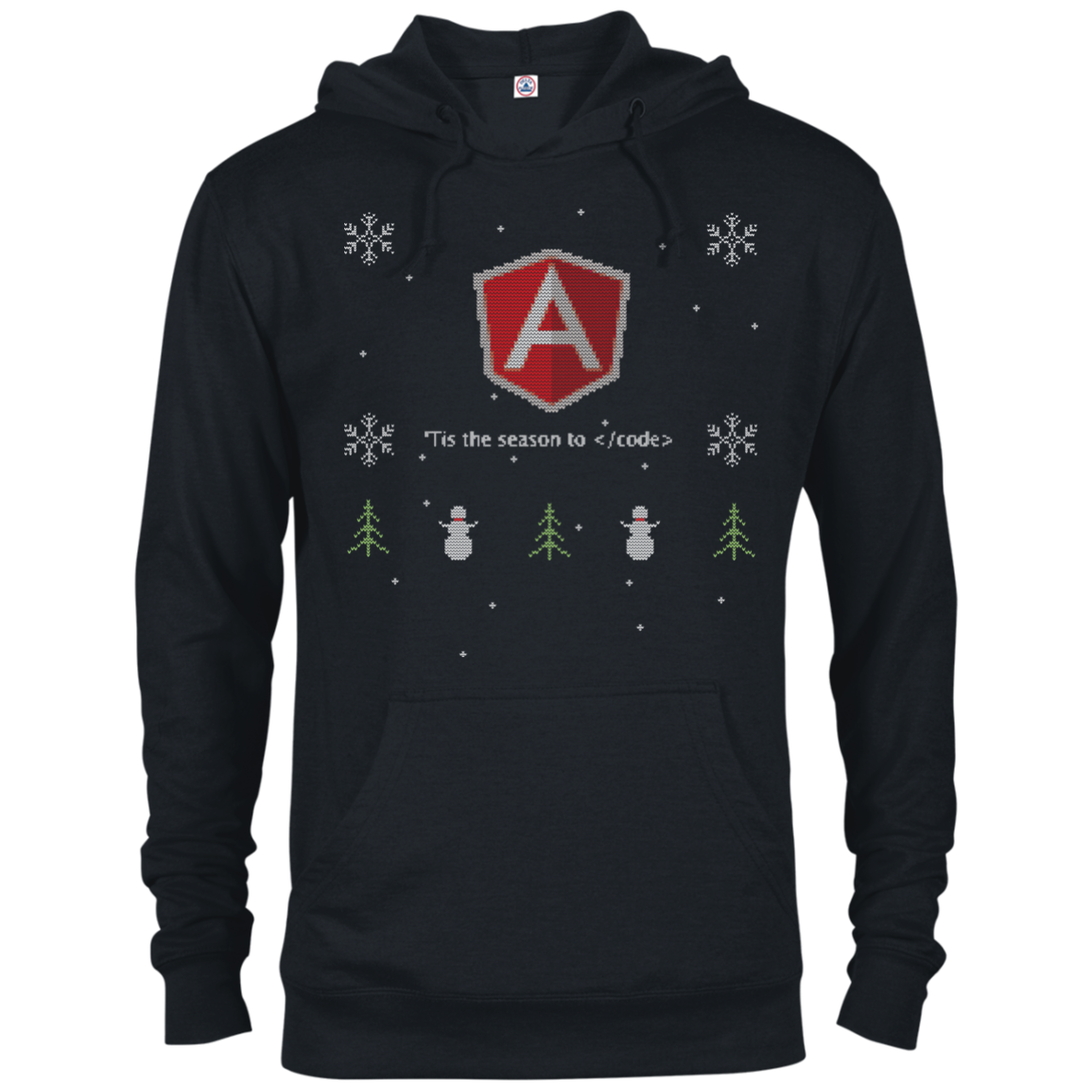 AngularJS Programming 'Tis The Season To Code Ugly Sweater Holiday Comfort-Fit Hoodie - Bitcoin & Bunk