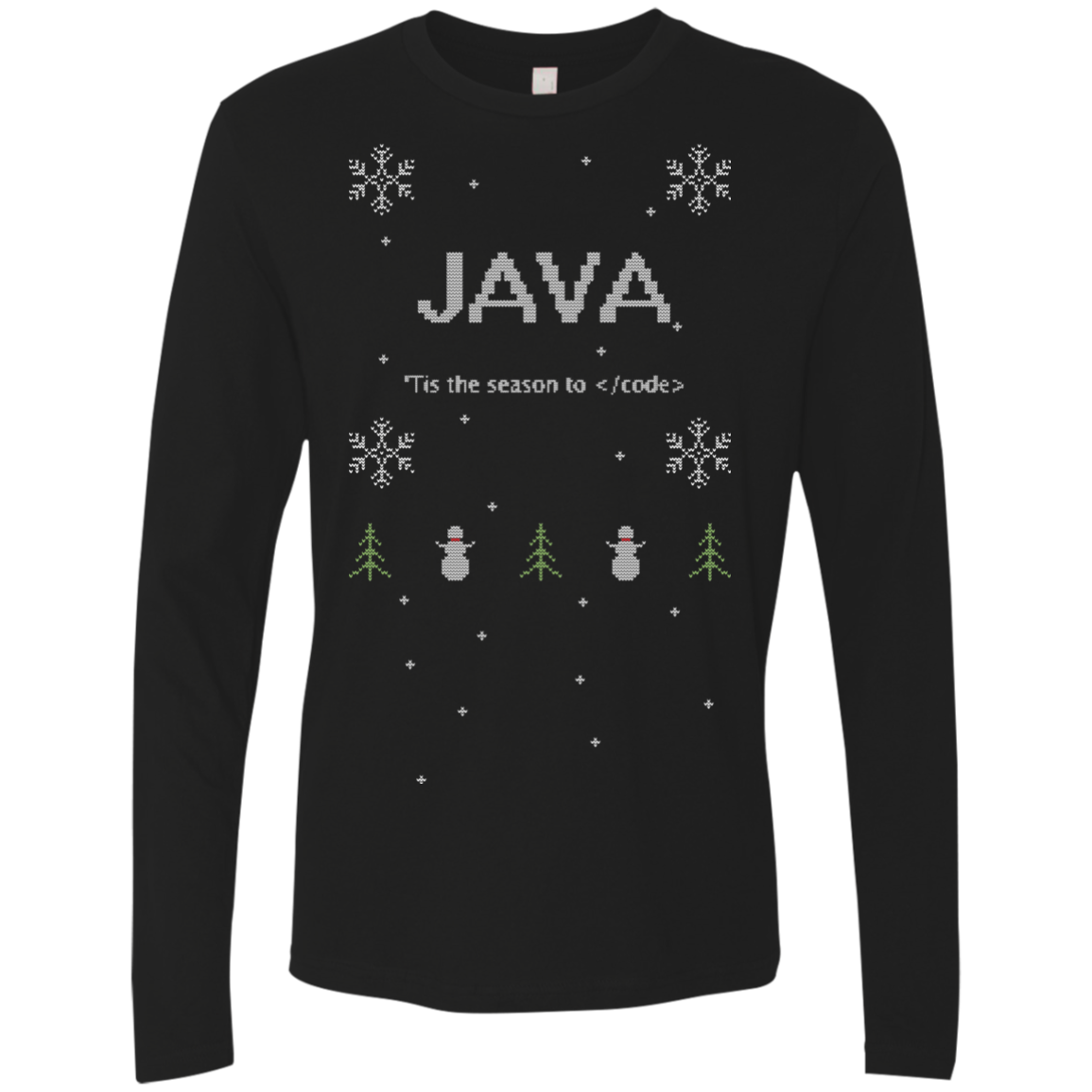 Java 'Tis The Season To Code Java Programming 'Tis The Season To Code Ugly Sweater Long Sleeve Premium Christmas Holiday Shirt - Bitcoin & Bunk