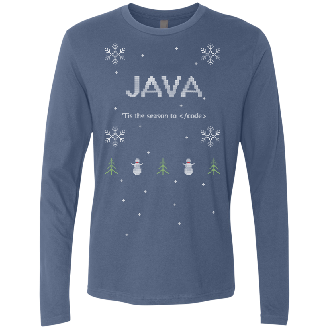 Java 'Tis The Season To Code Java Programming 'Tis The Season To Code Ugly Sweater Long Sleeve Premium Christmas Holiday Shirt - Bitcoin & Bunk