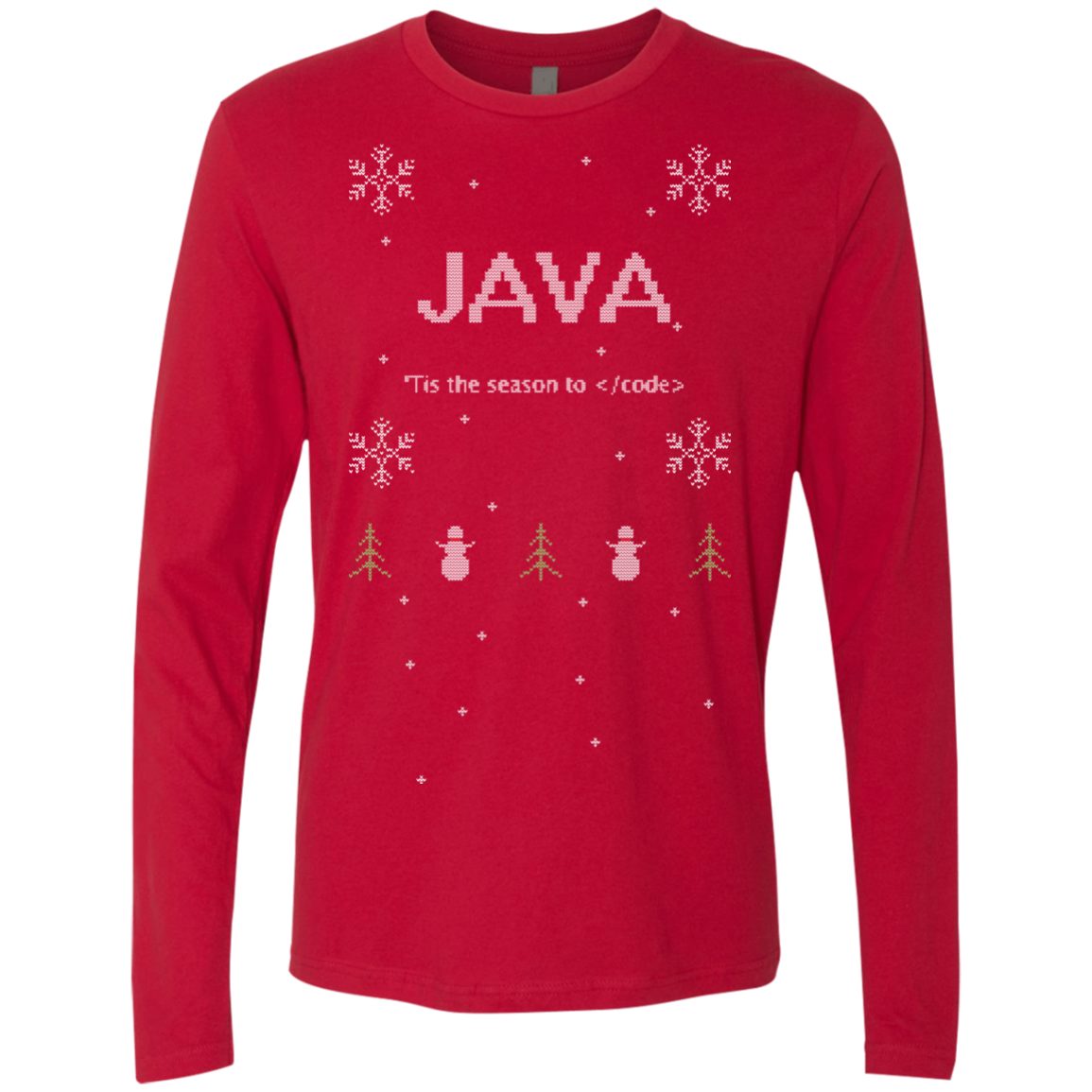 Java 'Tis The Season To Code Java Programming 'Tis The Season To Code Ugly Sweater Long Sleeve Premium Christmas Holiday Shirt - Bitcoin & Bunk
