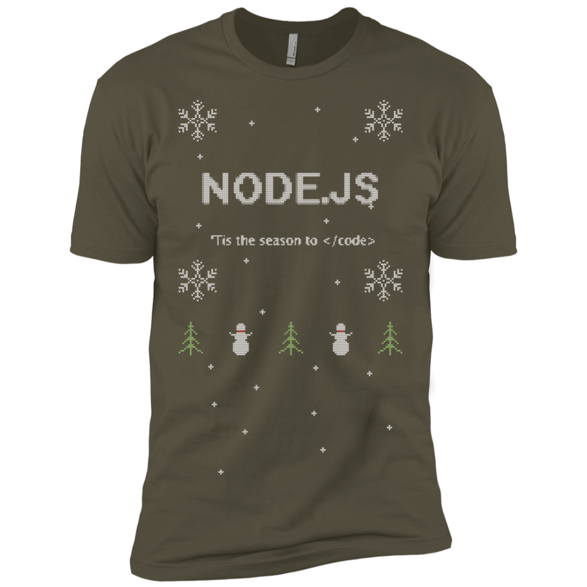 Node 'Tis The Season To Code Ugly Sweater Premium Christmas Holiday T-Shirt - Bitcoin & Bunk