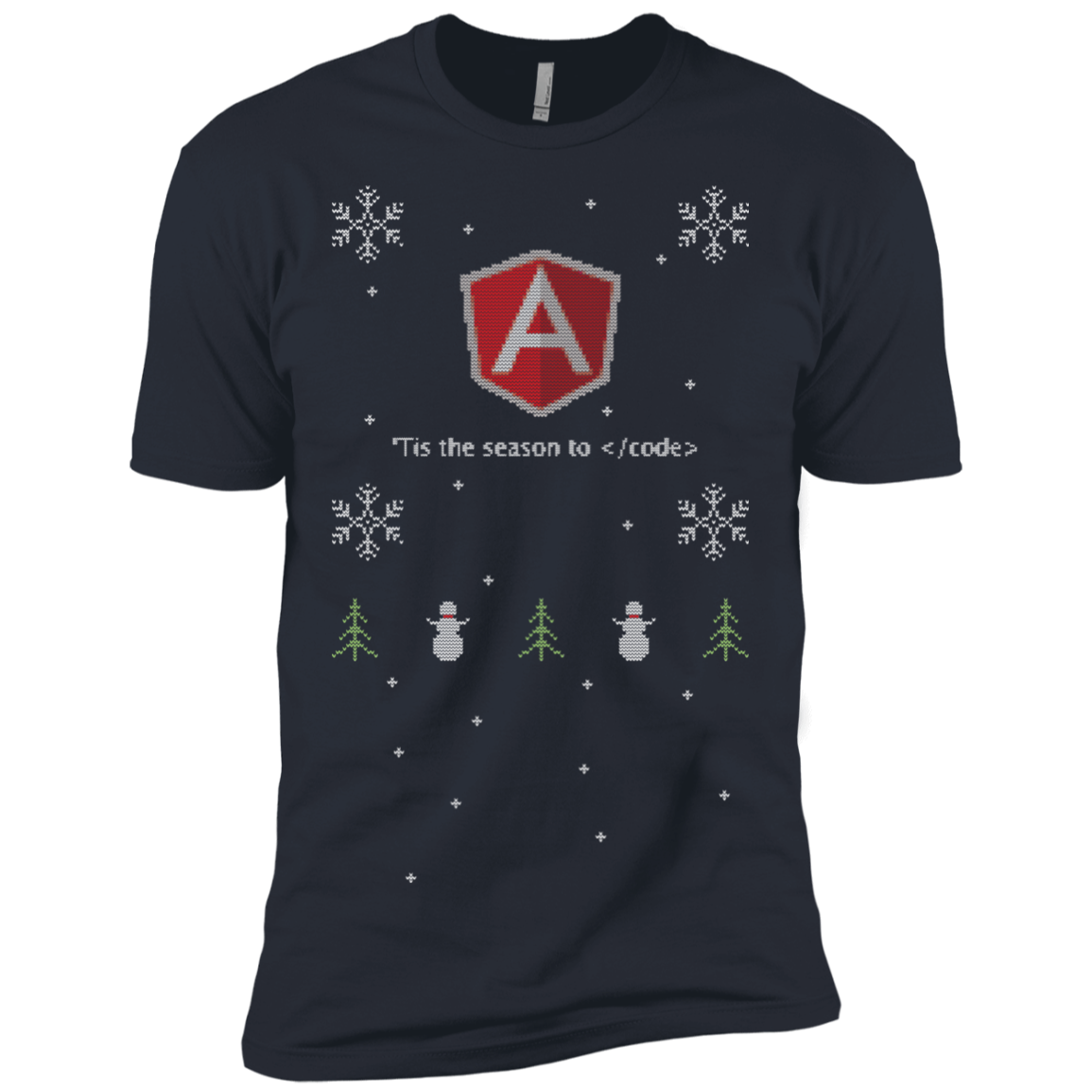 AngularJS 'Tis The Season To Code Ugly Sweater Premium Christmas Holiday T-Shirt - Bitcoin & Bunk