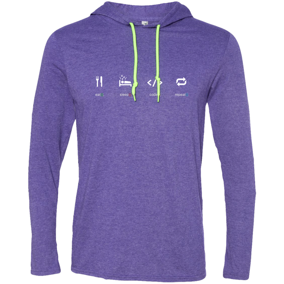 Eat Sleep Code Repeat Long Sleeve Hooded Shirt - Bitcoin & Bunk