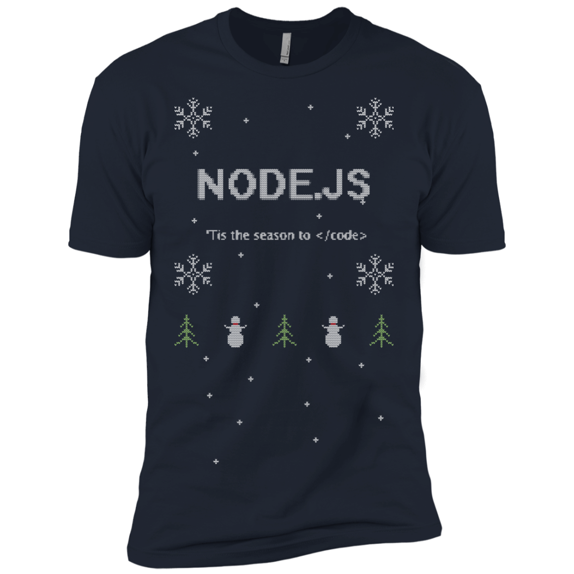 Node 'Tis The Season To Code Ugly Sweater Premium Christmas Holiday T-Shirt - Bitcoin & Bunk