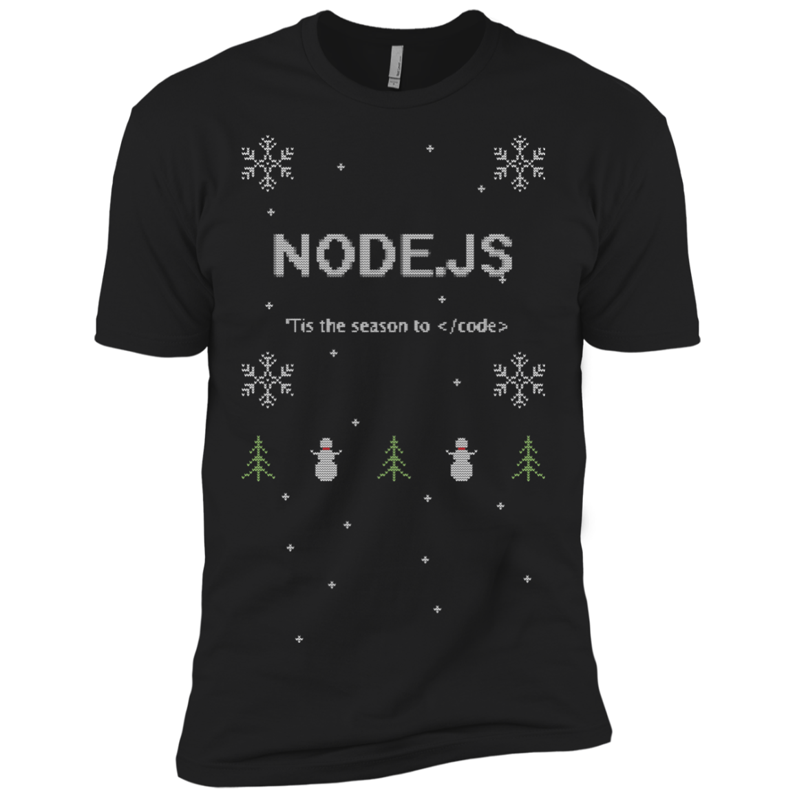 Node 'Tis The Season To Code Ugly Sweater Premium Christmas Holiday T-Shirt - Bitcoin & Bunk