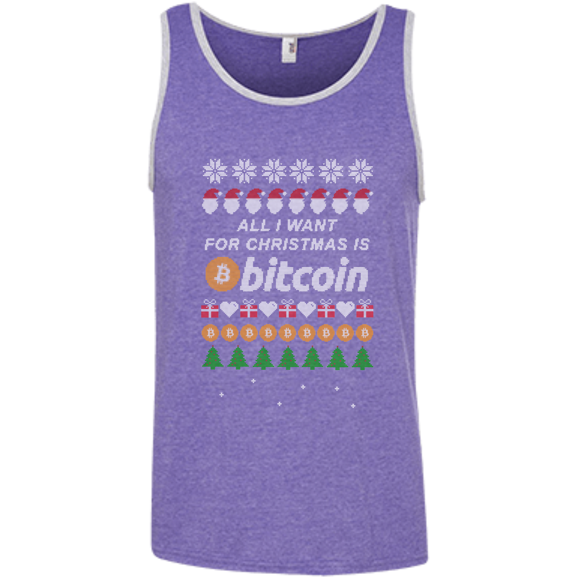 "All I want for Christmas is Bitcoin" Men's Pure Cotton Tank-Top - Bitcoin & Bunk