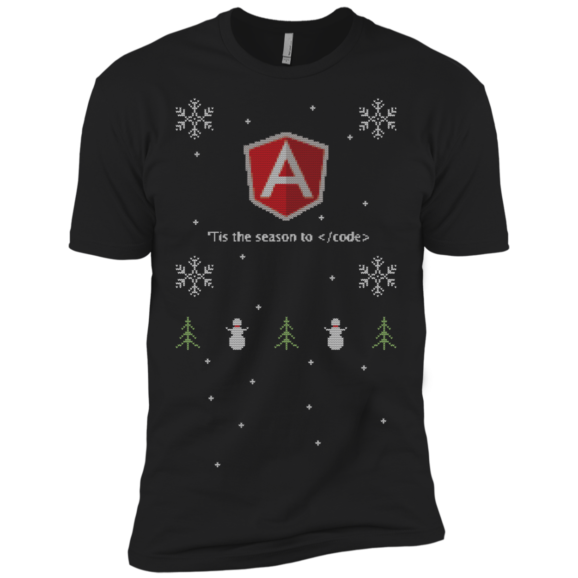 AngularJS 'Tis The Season To Code Ugly Sweater Premium Christmas Holiday T-Shirt - Bitcoin & Bunk