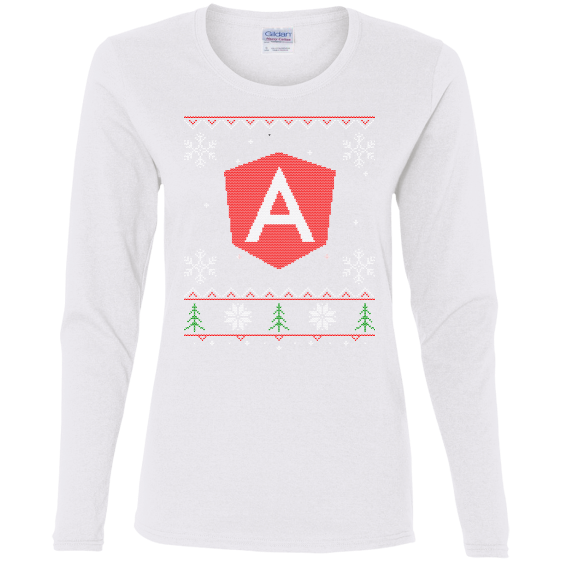 Angular Programming Ugly Sweater Women's Long Sleeve Christmas Holiday Shirt - Bitcoin & Bunk