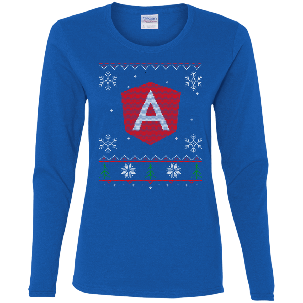 Angular Programming Ugly Sweater Women's Long Sleeve Christmas Holiday Shirt - Bitcoin & Bunk