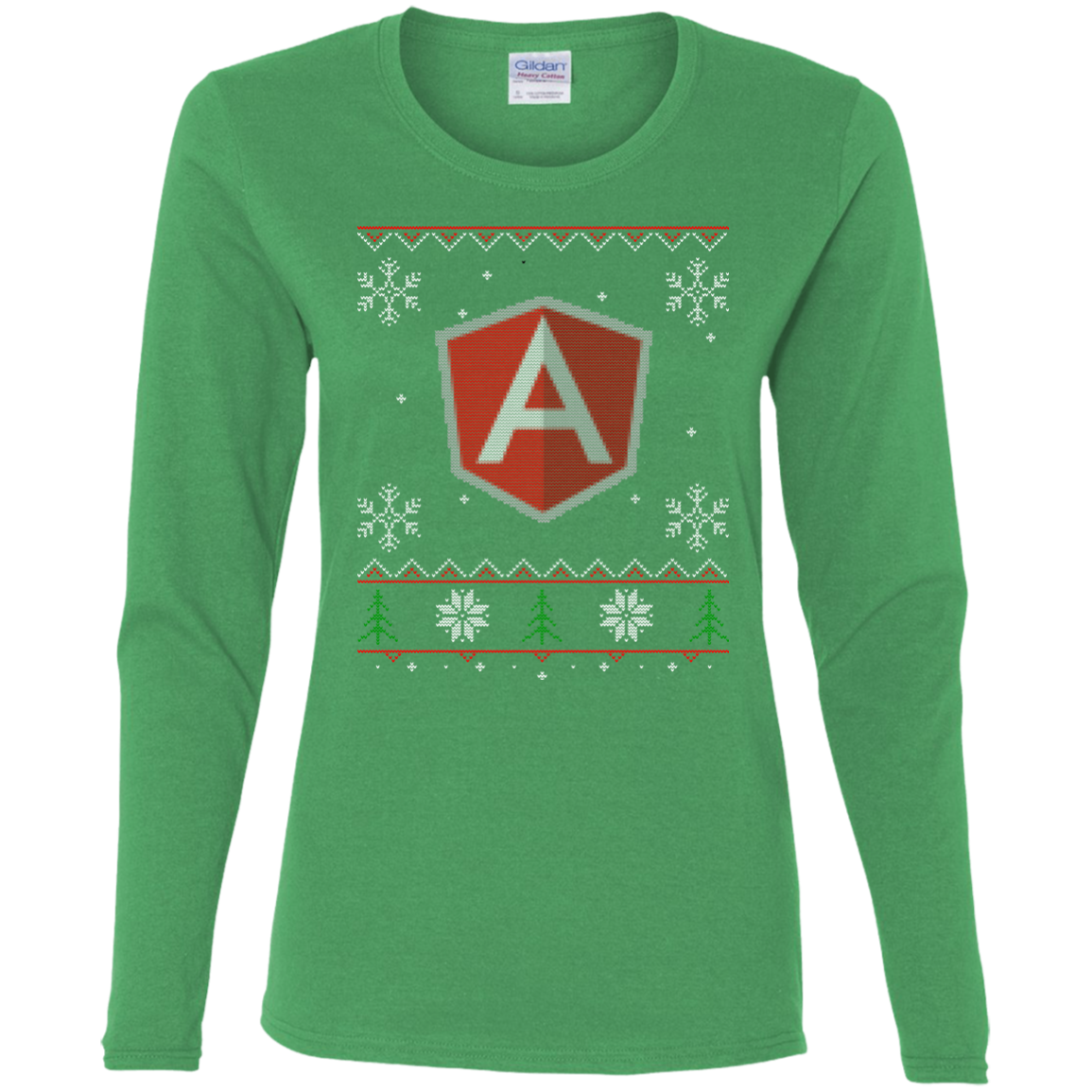AngularJS Programming Ugly Sweater Women's Long Sleeve Christmas Holiday Shirt - Bitcoin & Bunk
