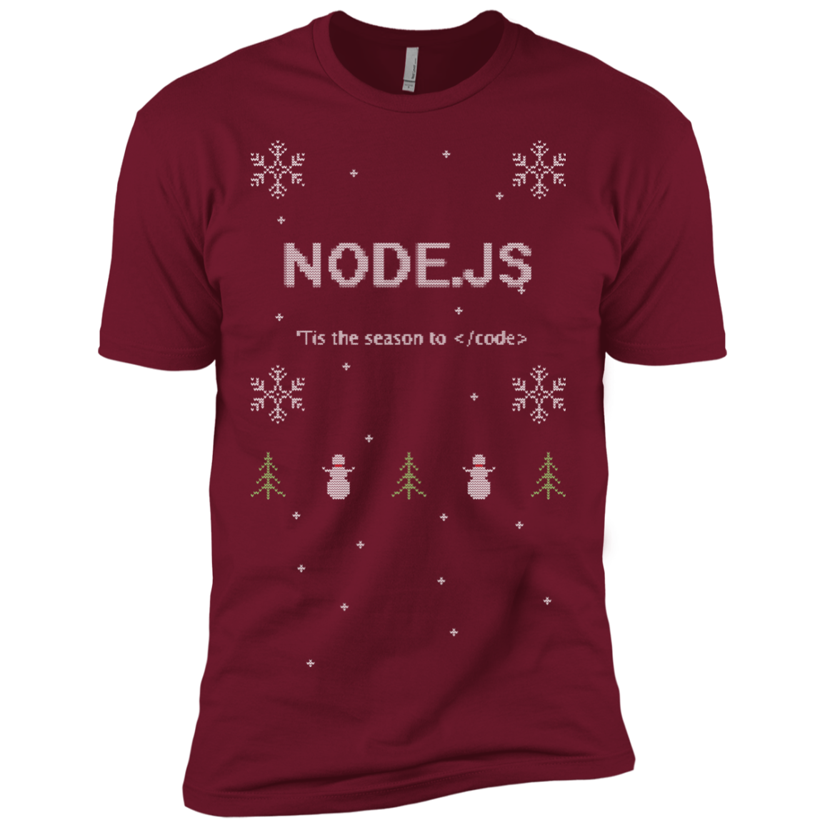 Node 'Tis The Season To Code Ugly Sweater Premium Christmas Holiday T-Shirt - Bitcoin & Bunk