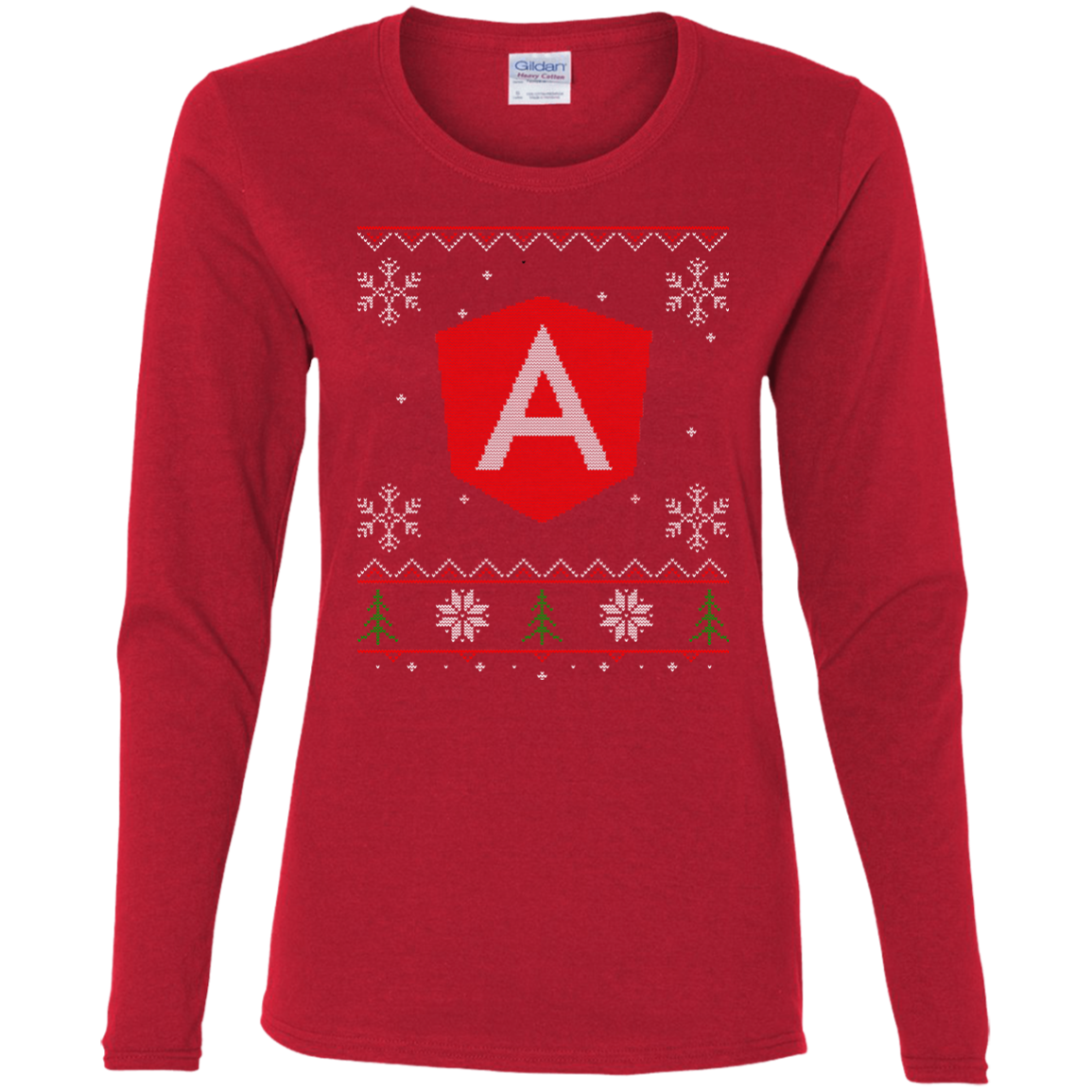 Angular Programming Ugly Sweater Women's Long Sleeve Christmas Holiday Shirt - Bitcoin & Bunk
