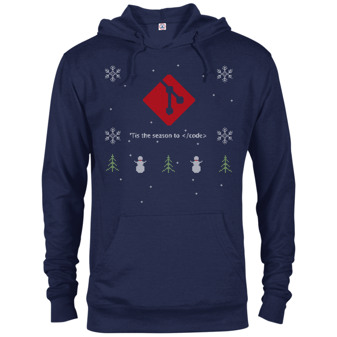 Git Programming 'Tis The Season To Code Ugly Sweater Holiday Comfort-Fit Hoodie - Bitcoin & Bunk
