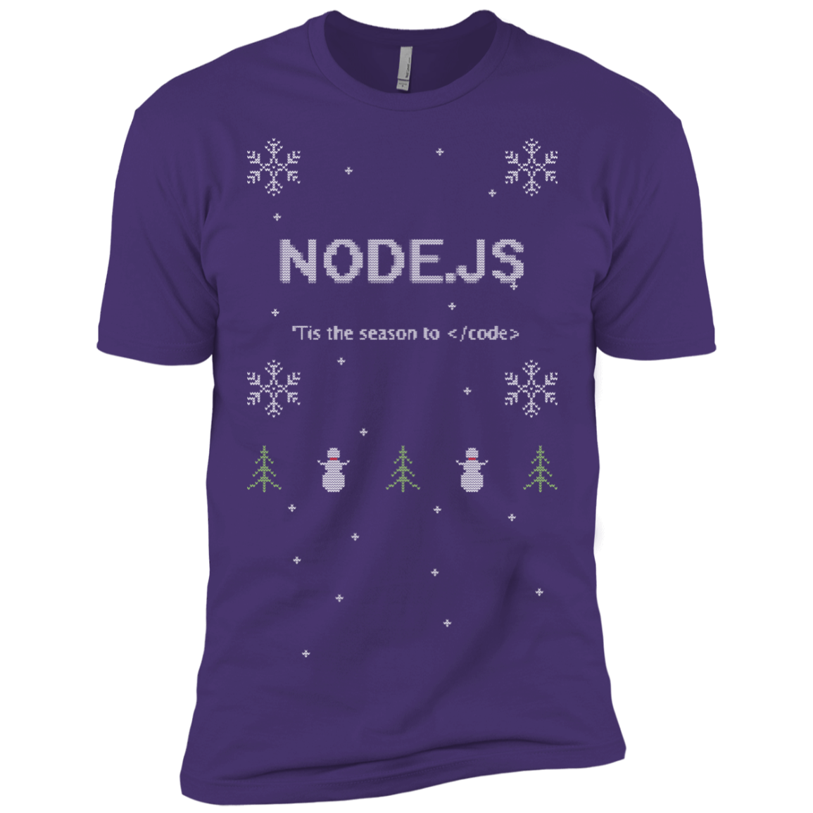 Node 'Tis The Season To Code Ugly Sweater Premium Christmas Holiday T-Shirt - Bitcoin & Bunk