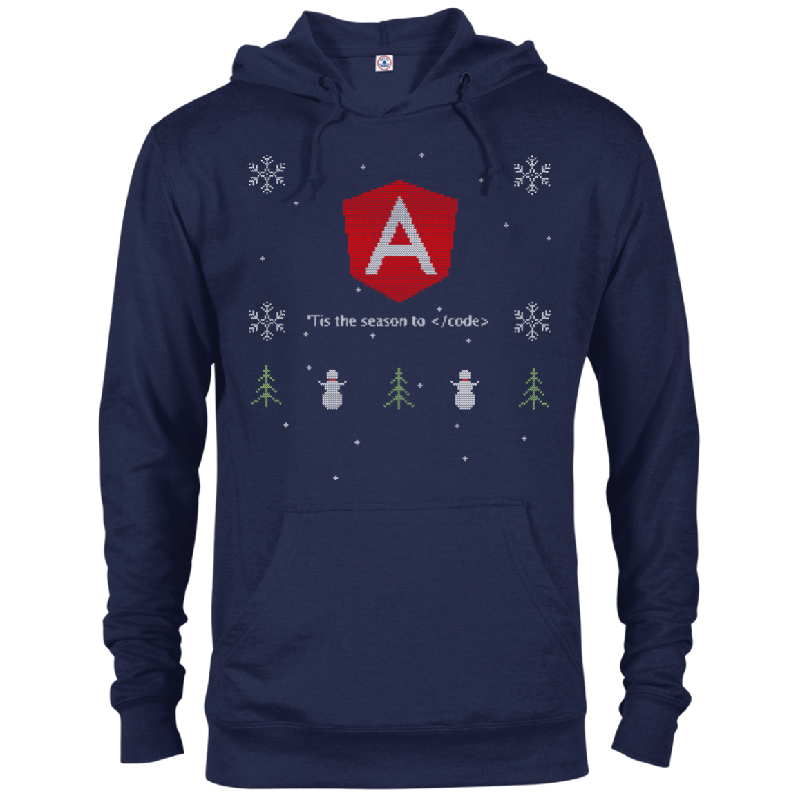 Angular Programming 'Tis The Season To Code Ugly Sweater Holiday Comfort-Fit Hoodie - Bitcoin & Bunk