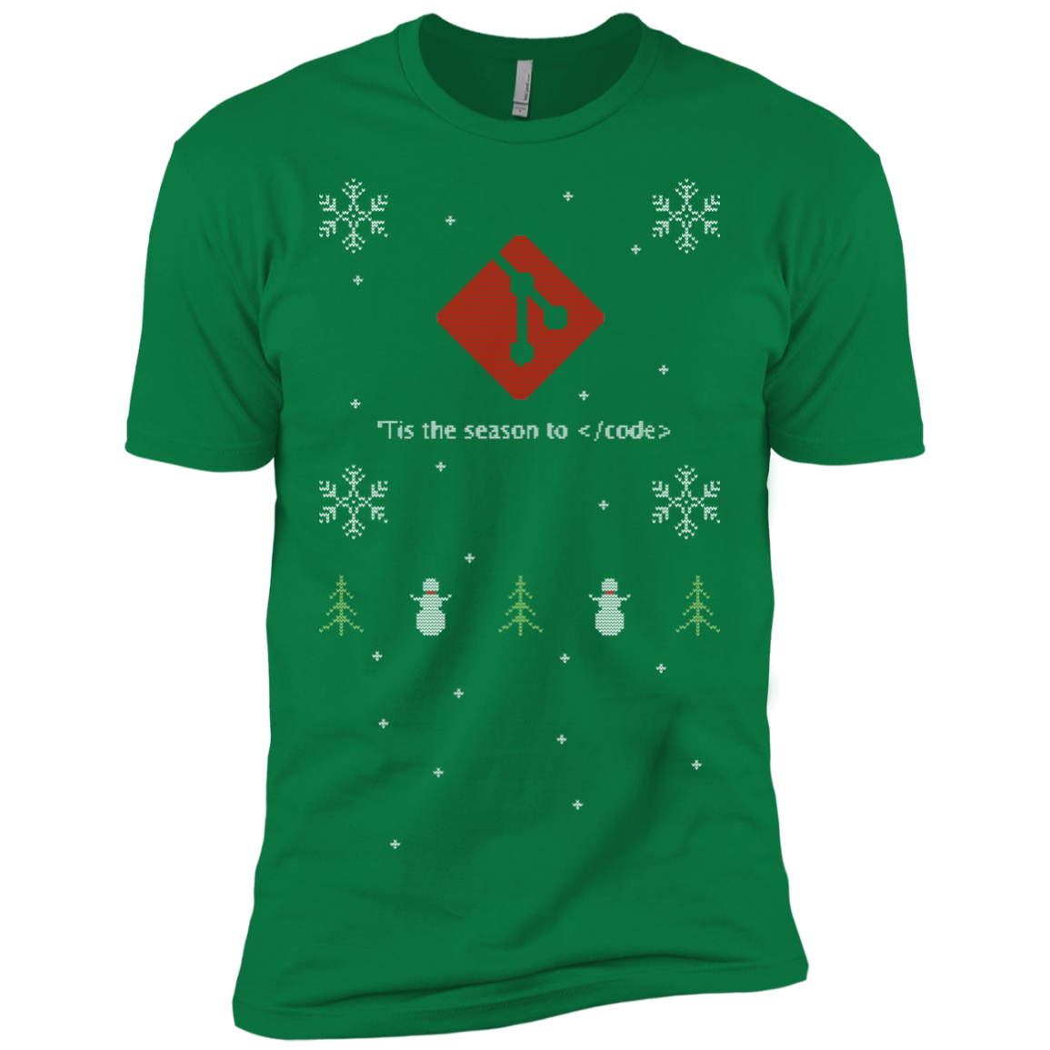 Git 'Tis The Season To Code Ugly Sweater Premium Christmas Holiday T-Shirt - Bitcoin & Bunk