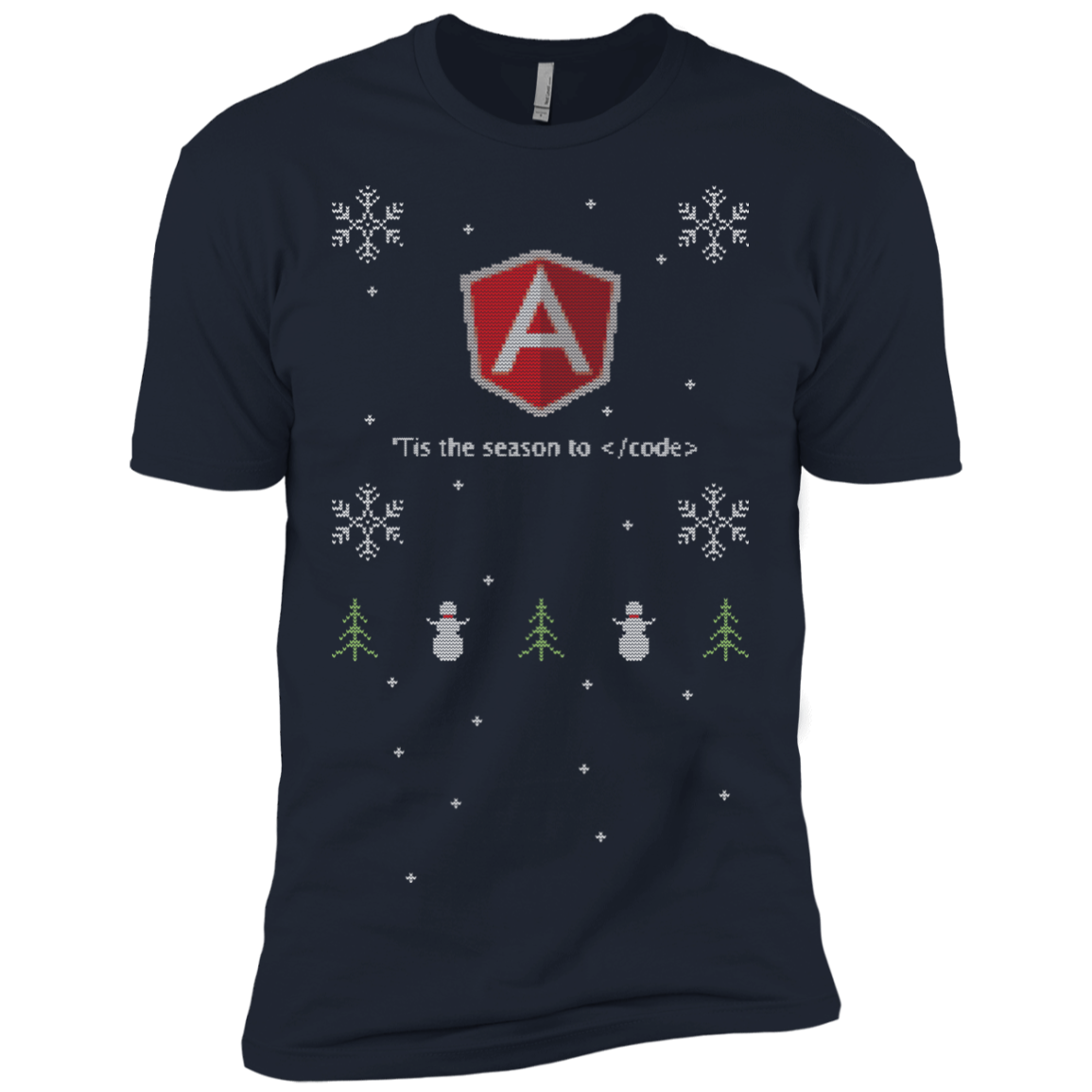 AngularJS 'Tis The Season To Code Ugly Sweater Premium Christmas Holiday T-Shirt - Bitcoin & Bunk