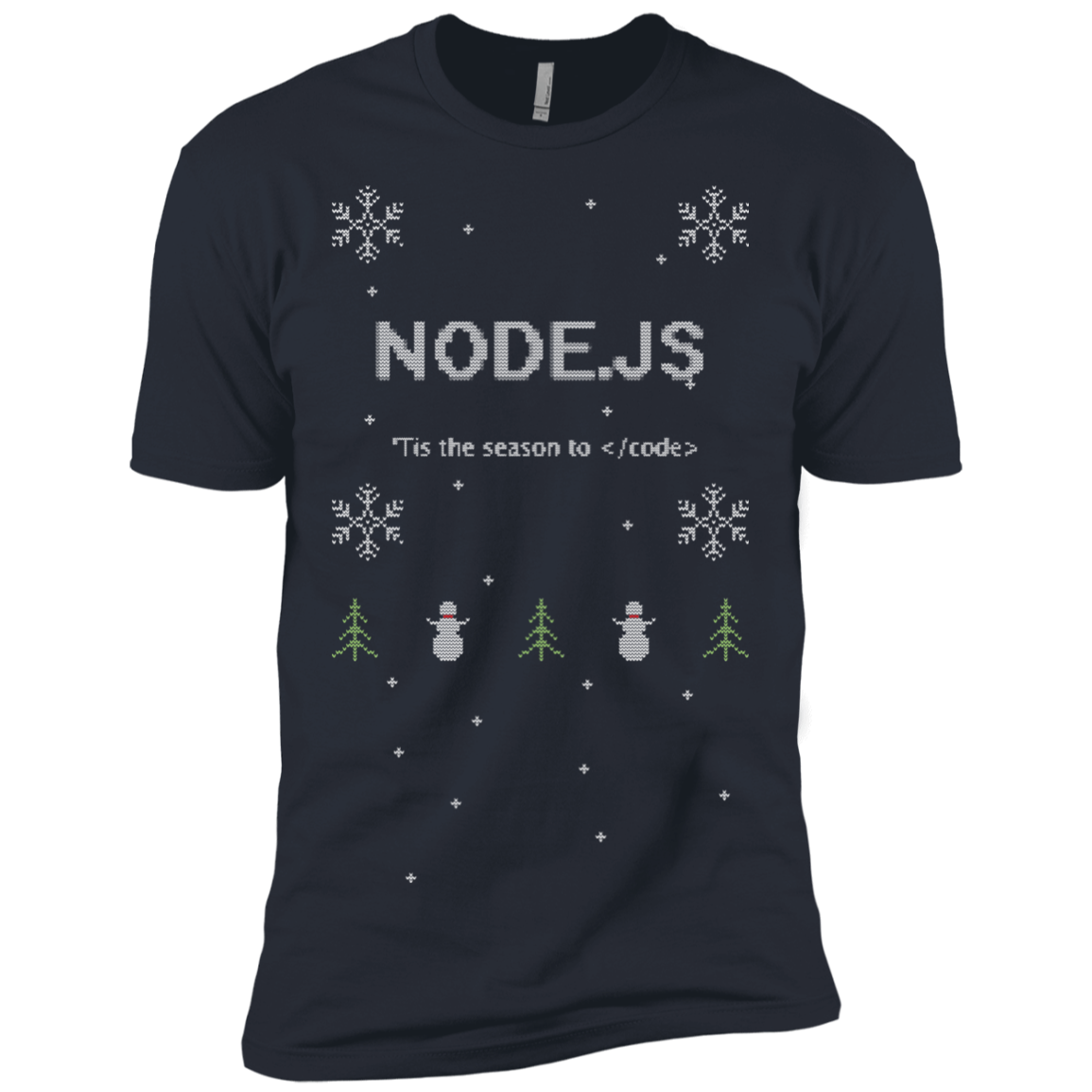 Node 'Tis The Season To Code Ugly Sweater Premium Christmas Holiday T-Shirt - Bitcoin & Bunk