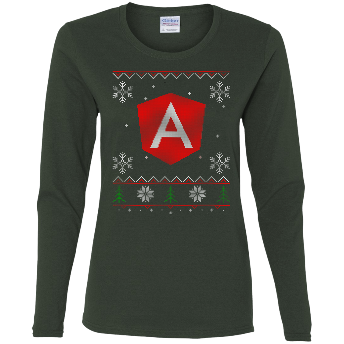 Angular Programming Ugly Sweater Women's Long Sleeve Christmas Holiday Shirt - Bitcoin & Bunk