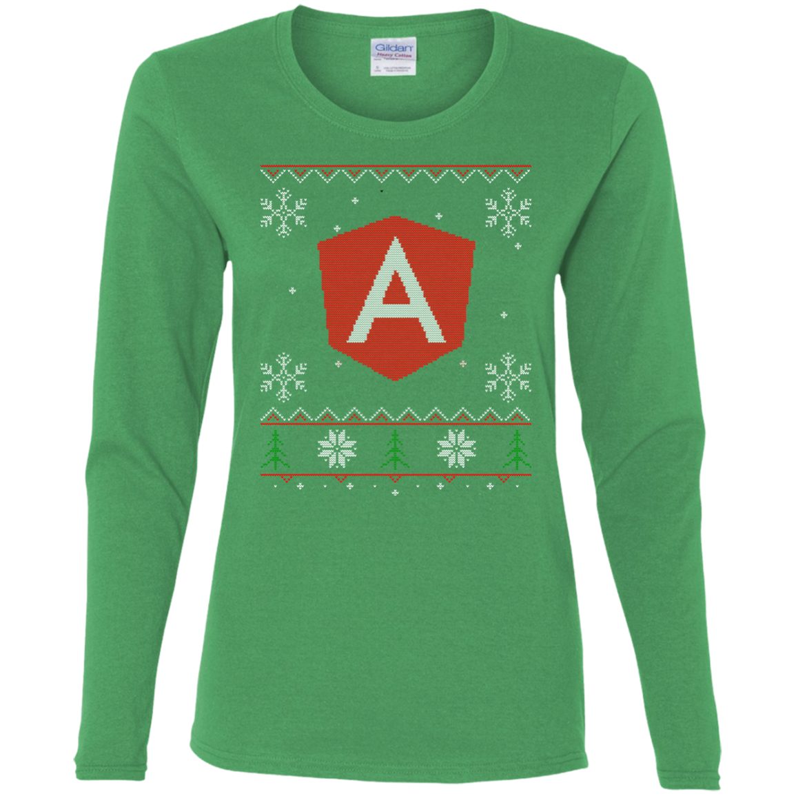 Angular Programming Ugly Sweater Women's Long Sleeve Christmas Holiday Shirt - Bitcoin & Bunk