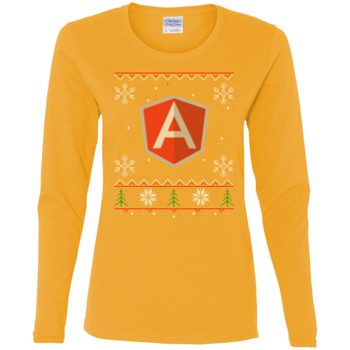 AngularJS Programming Ugly Sweater Women's Long Sleeve Christmas Holiday Shirt - Bitcoin & Bunk