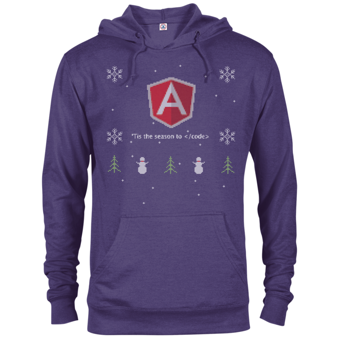 AngularJS Programming 'Tis The Season To Code Ugly Sweater Holiday Comfort-Fit Hoodie - Bitcoin & Bunk