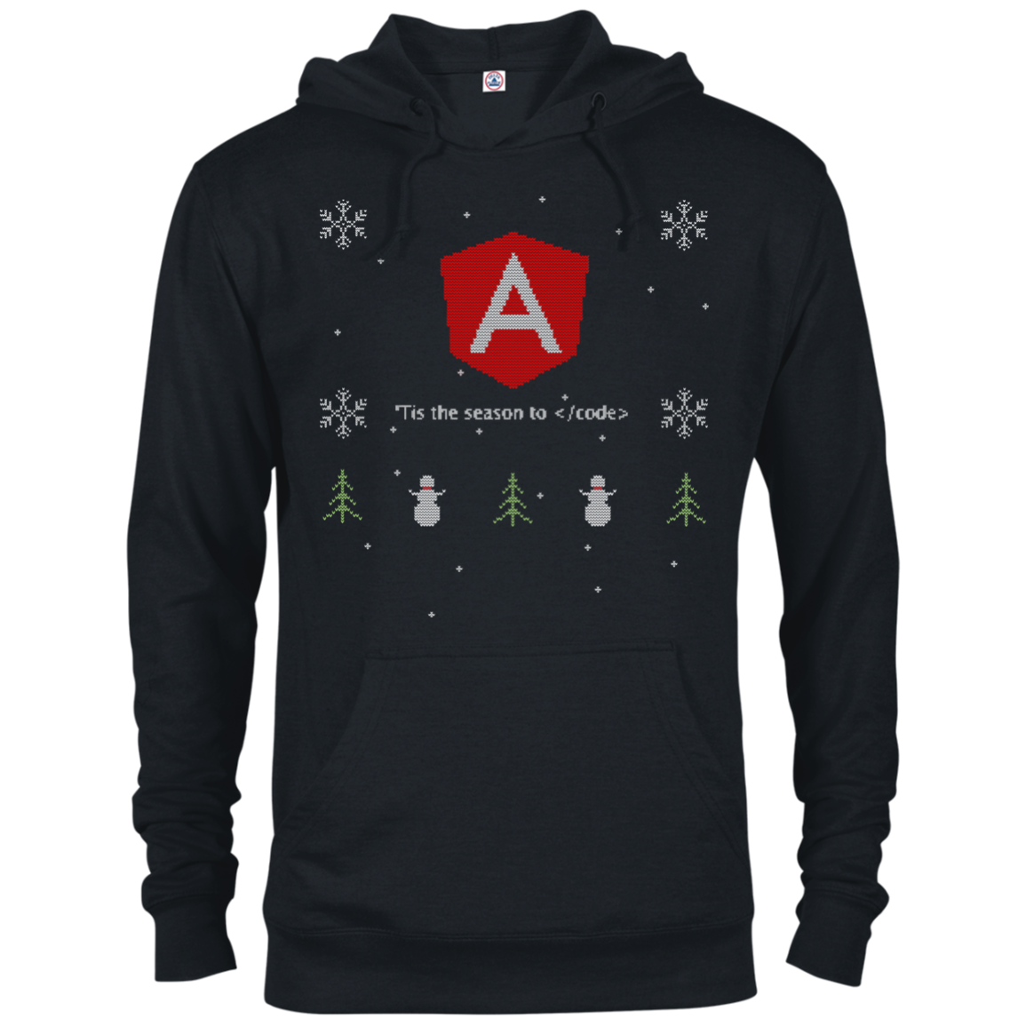 Angular Programming 'Tis The Season To Code Ugly Sweater Holiday Comfort-Fit Hoodie - Bitcoin & Bunk