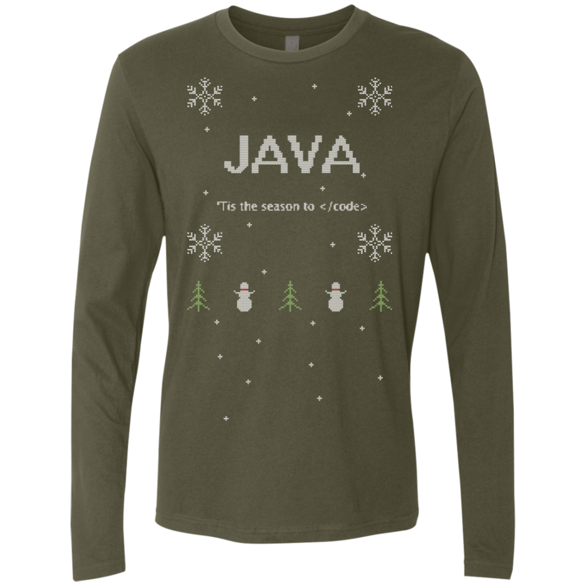 Java 'Tis The Season To Code Java Programming 'Tis The Season To Code Ugly Sweater Long Sleeve Premium Christmas Holiday Shirt - Bitcoin & Bunk