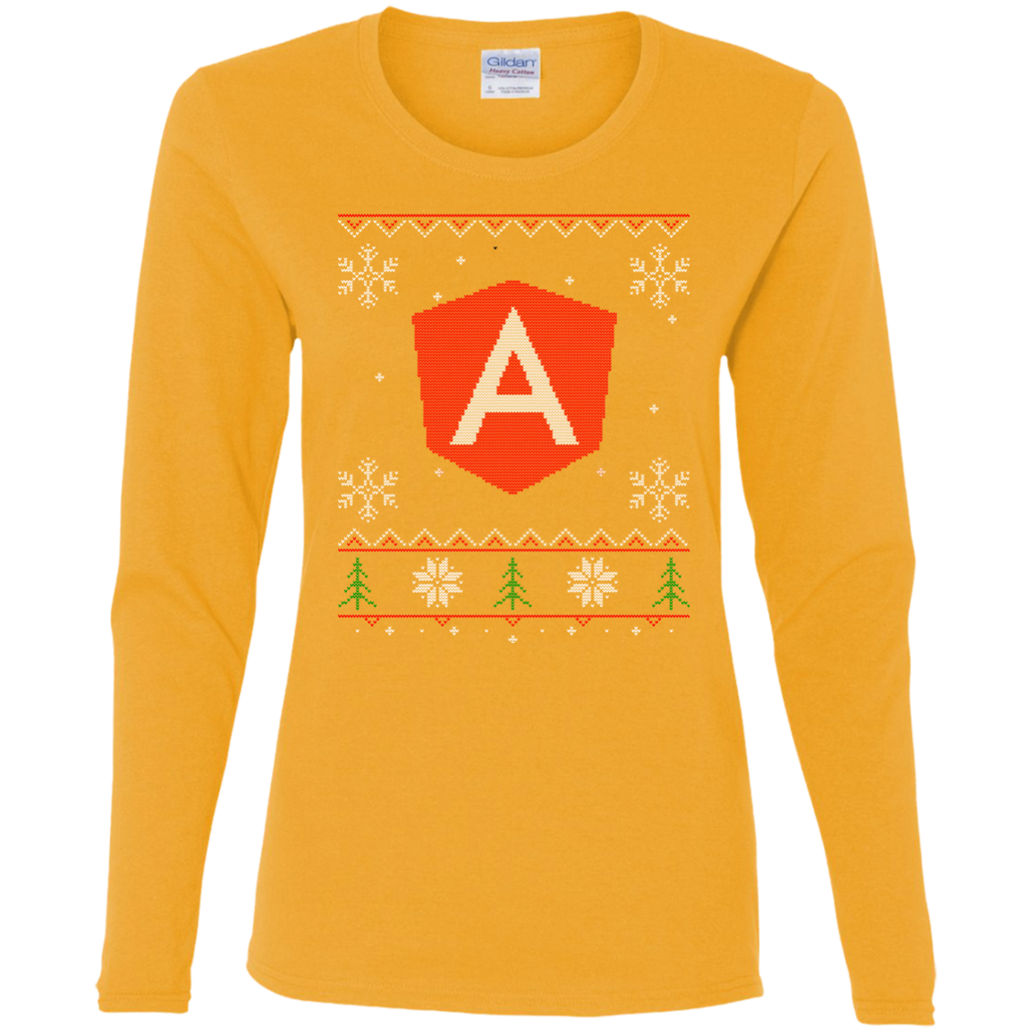 Angular Programming Ugly Sweater Women's Long Sleeve Christmas Holiday Shirt - Bitcoin & Bunk