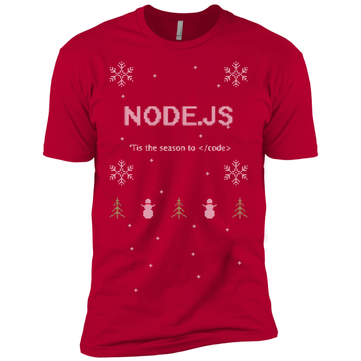 Node 'Tis The Season To Code Ugly Sweater Premium Christmas Holiday T-Shirt - Bitcoin & Bunk