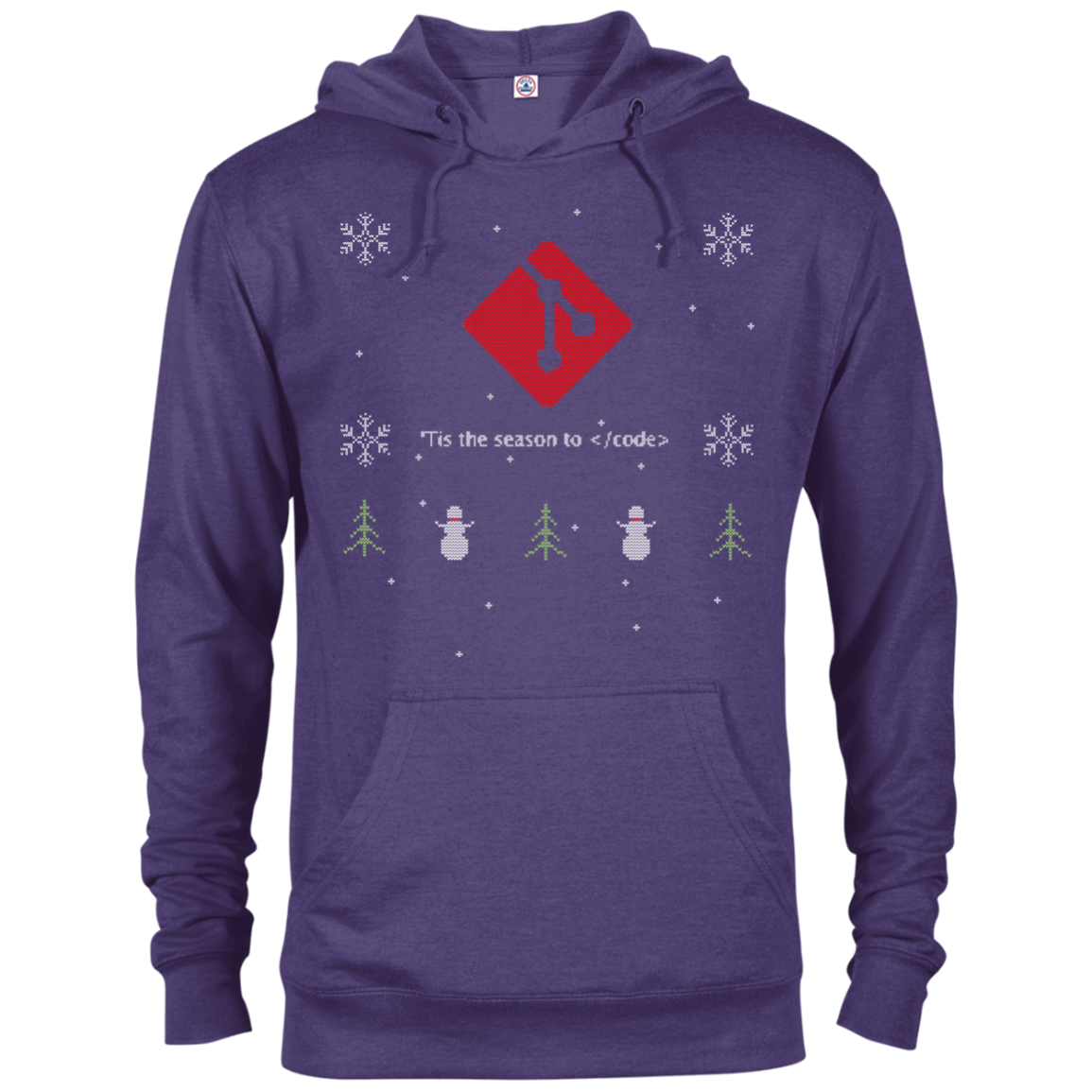 Git Programming 'Tis The Season To Code Ugly Sweater Holiday Comfort-Fit Hoodie - Bitcoin & Bunk