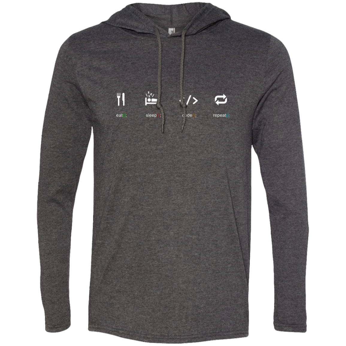 Eat Sleep Code Repeat Long Sleeve Hooded Shirt - Bitcoin & Bunk