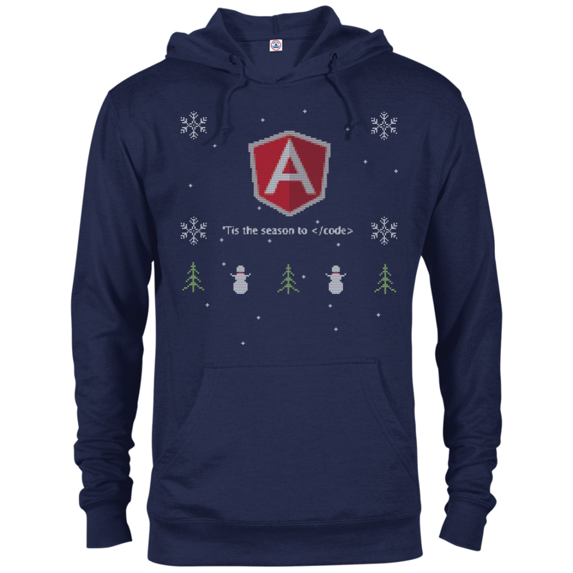 AngularJS Programming 'Tis The Season To Code Ugly Sweater Holiday Comfort-Fit Hoodie - Bitcoin & Bunk