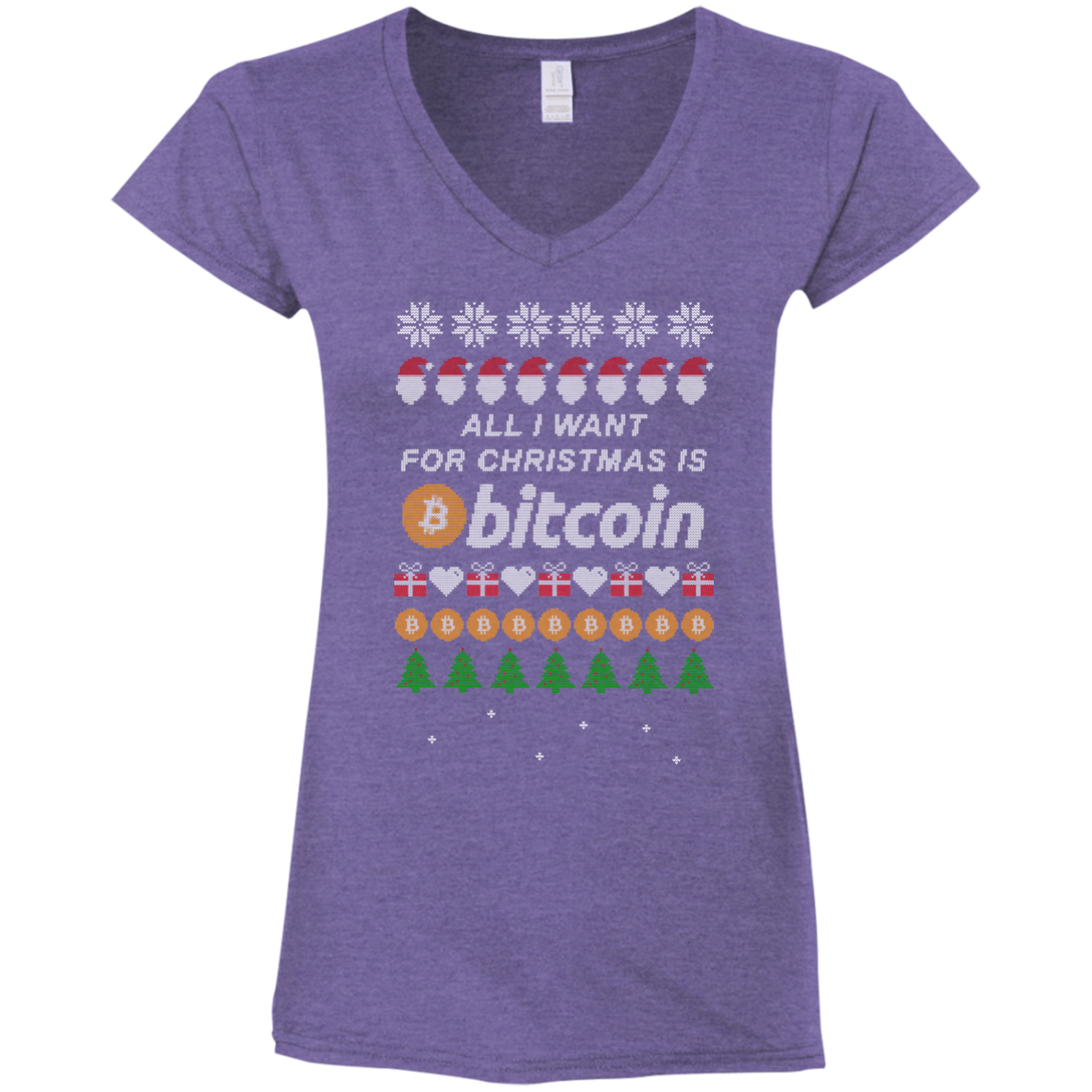 "All I want for Christmas is Bitcoin" Women's Fitted V-Neck T-Shirt - Bitcoin & Bunk