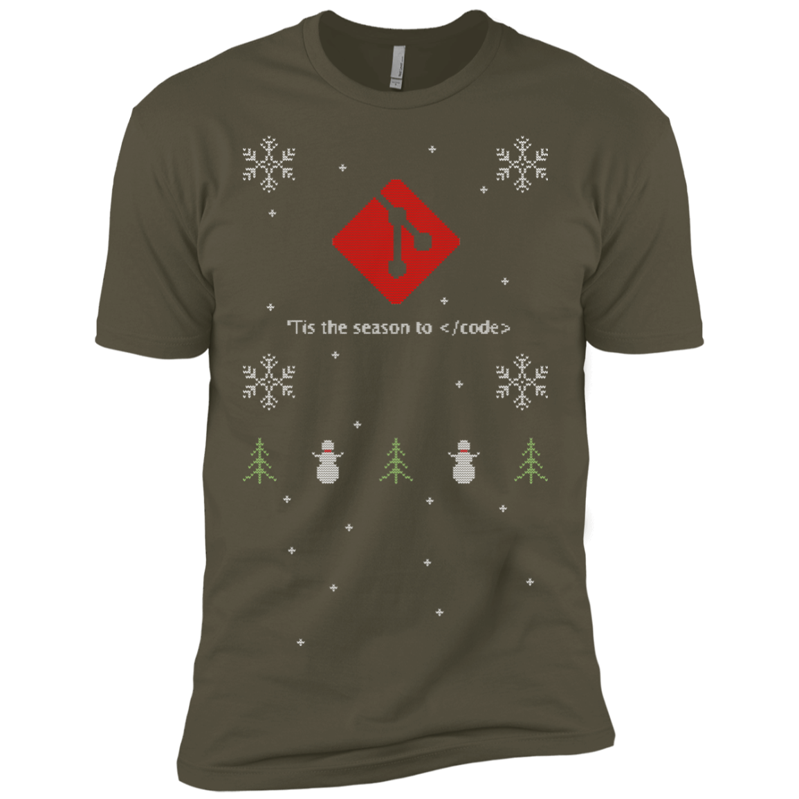 Git 'Tis The Season To Code Ugly Sweater Premium Christmas Holiday T-Shirt - Bitcoin & Bunk